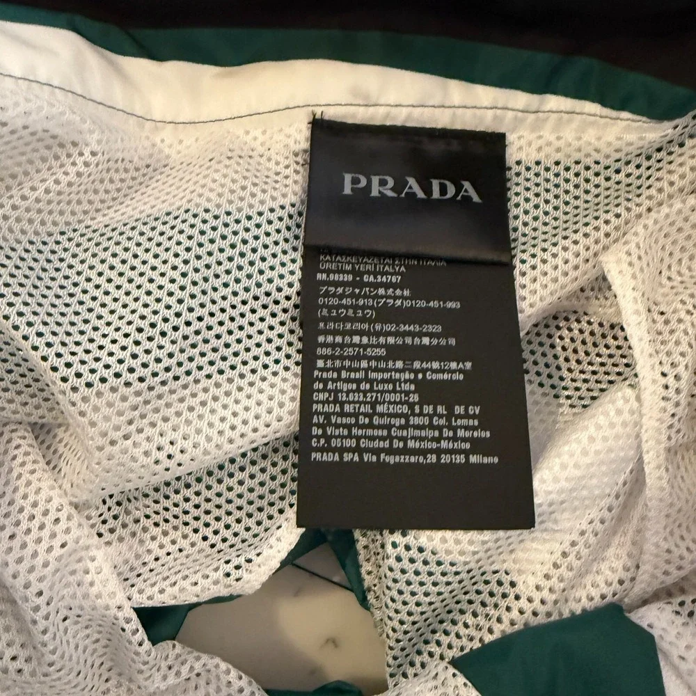 PRADA UB334 Men's Strip‎ Boxer Baiadera Nylon Green Swim Suit Sz. 46- 32